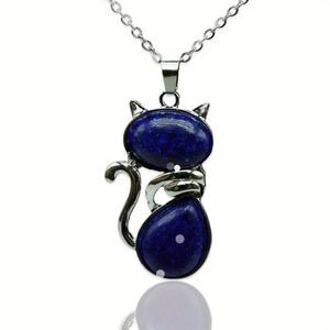 Cat Pendant Natural Stone Silhouette of a Cat Necklace